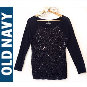 Old Navy NWOT Beautiful Black Sequin Top Sz S/P